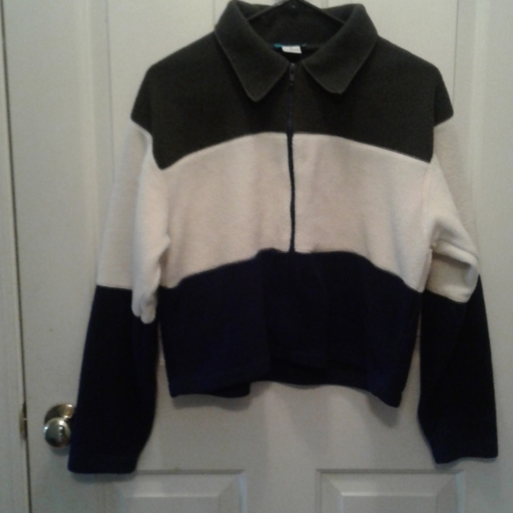 Fleece Multi Color Striped Zipped Top